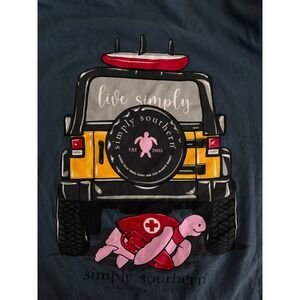 Simply Southern Womens Turtle Jeep Live Simply Graphic T Shirt Blue Medium